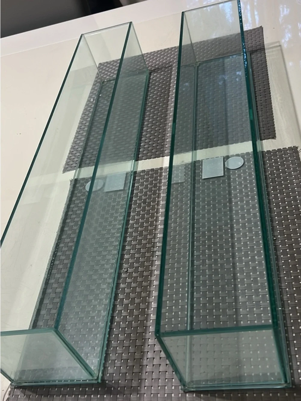 Set of 2 Tall Rectangular Clear Glass Vases – Modern Floral Centerpiece Containe